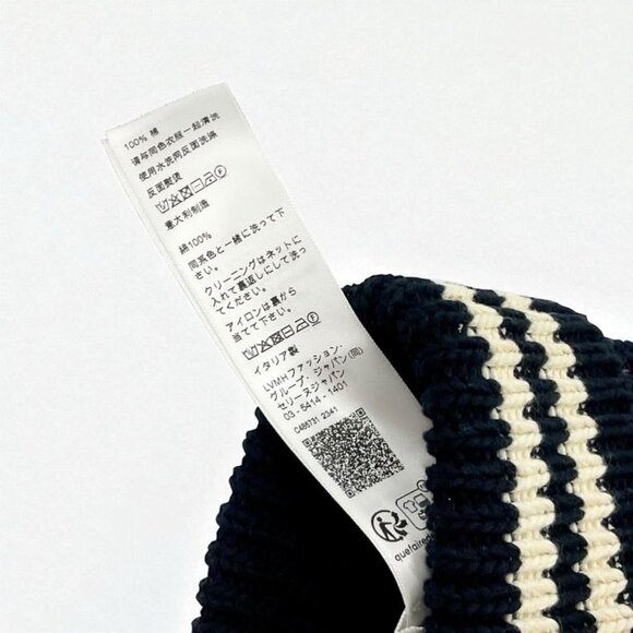 Celine Hat Cotton Navy Ivory C Logo Knit Cap Knit Hat